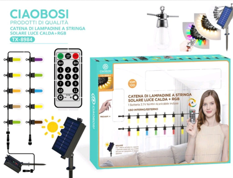 Sijalice 10kom set -RGB CIAOBOSI TX-8984 solarne