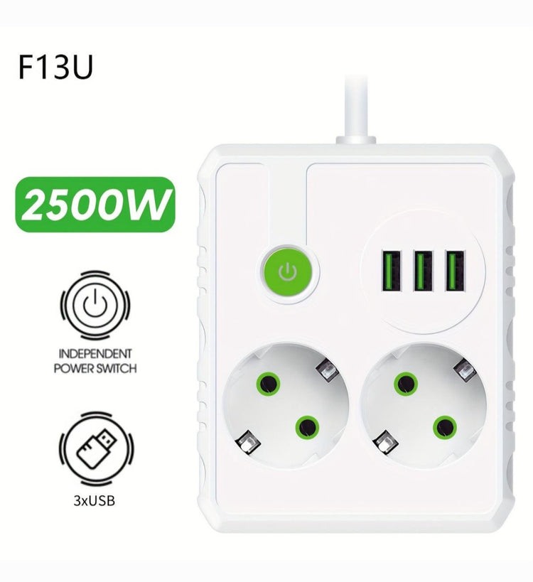 Uticnica dupla sa 3 usb porta 2500w