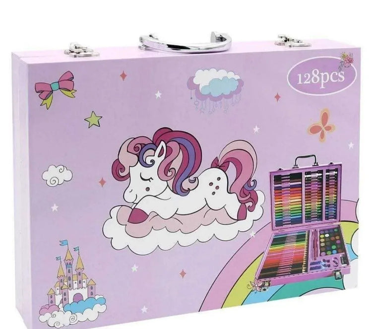 Set za crtanje u koferu bojice 128 kom plavi I roze