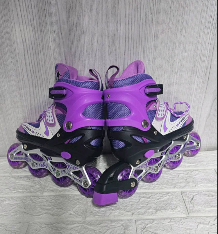 Roleri sa svetlecim tockicima ljubicasti podesivi