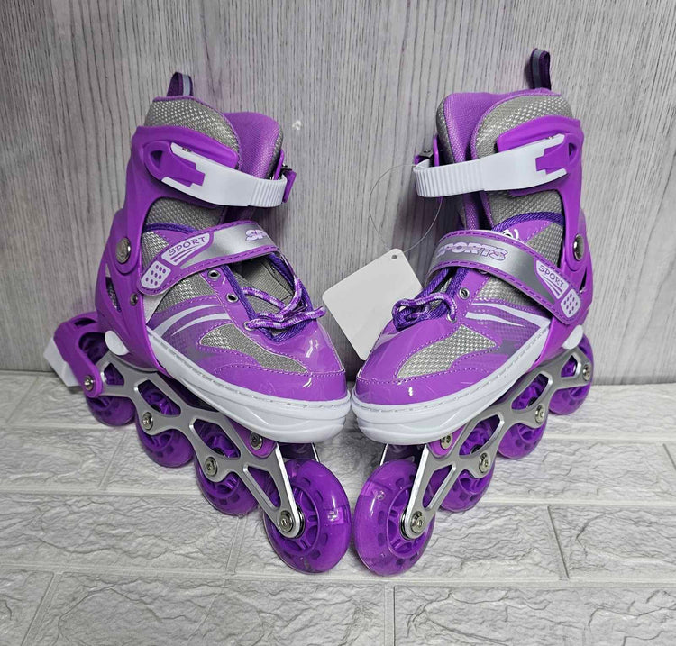 Roleri sa svetlecim tockicima ljubicasti podesivi