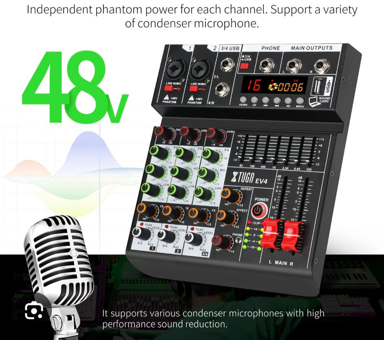 Profesionalna 4-Kanalna audio mikseta sa bluetooth TYT-005