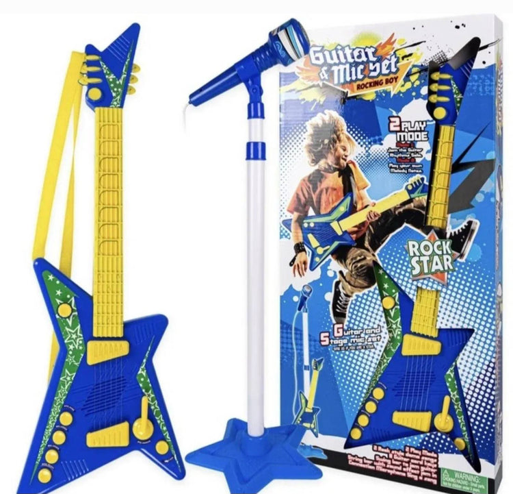 Gitara sa mikrofonom plava za decake