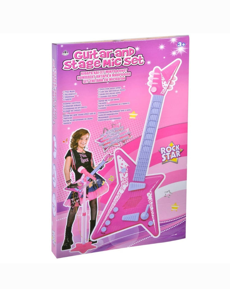 Gitara sa mikrofonom roze za devojcice