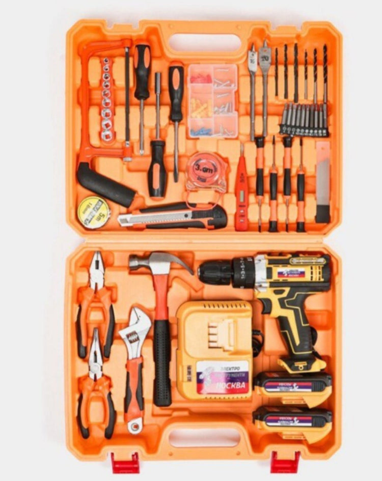 Aku srafilica-busilica sa 2 baterije -u koferu set alat pribor